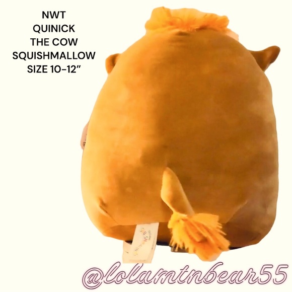 NEW W/TAGS QUINICK THE COW SQUISHMALLOW, SIZE 10-12” LRG -ORANGE HAIR & BELLY, … - Picture 2 of 5